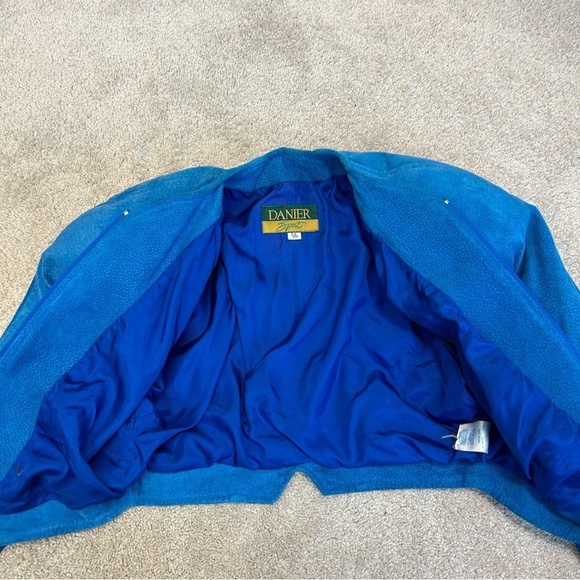 DANIER Leather Sport blue suede rare retro vintage 80’s 90’s bolero jacket Sz S - Picture 7 of 11